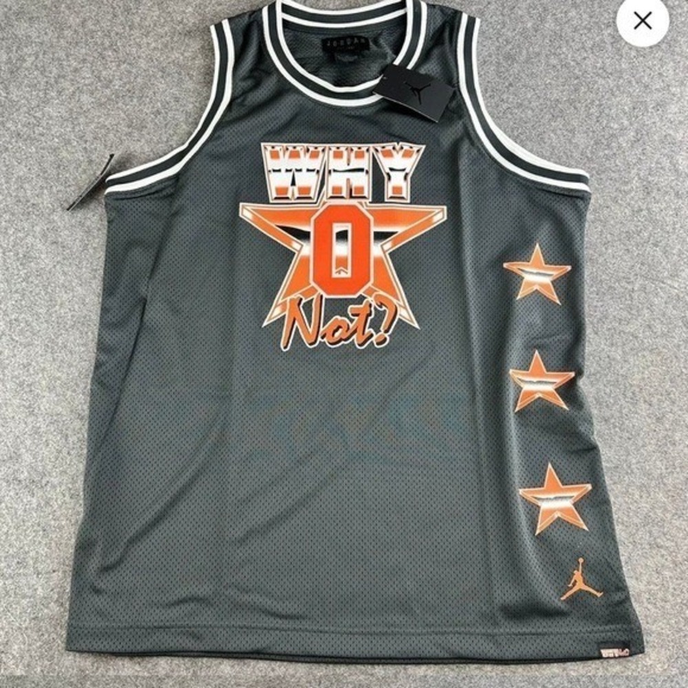 Jordan Why Not Westbrook 0 Jersey‎ Mens XL Gray Orange Basketball NWT